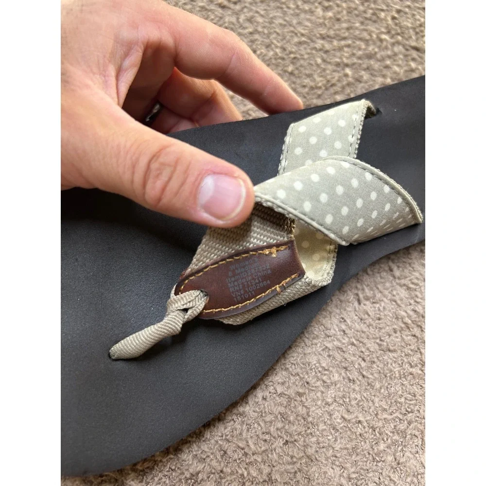 LL Bean Womens Polka Dot Flip Flop Sandals Sage Green 8 Medium 287332